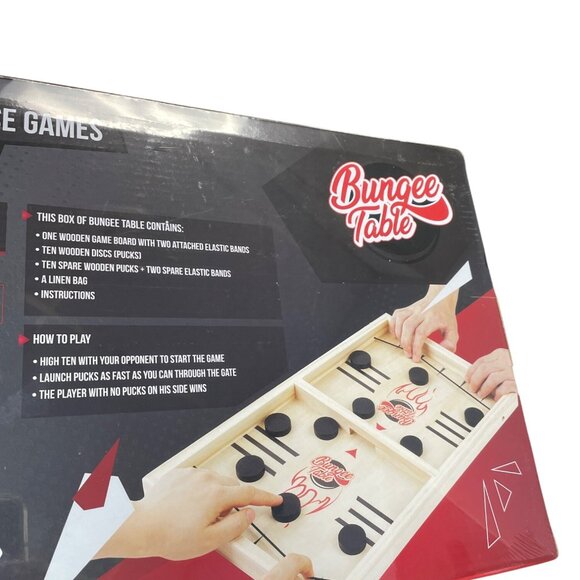 Bungee Table Wooden Fast-Paced Game Set With Elastic Bands Pucks SKU 9417 - Picture 8 of 10